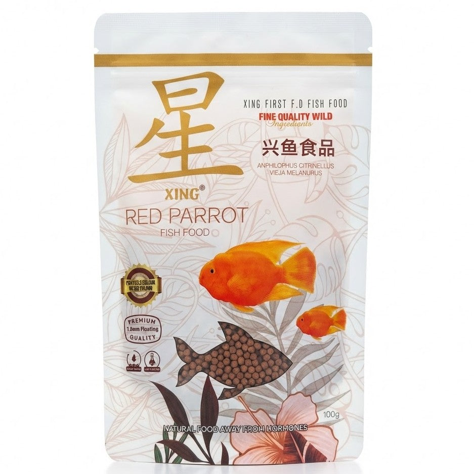 Xing Premium Red Parrot Fish Food (100g) – 1.8mm Floating Pellets for Vibrant Color