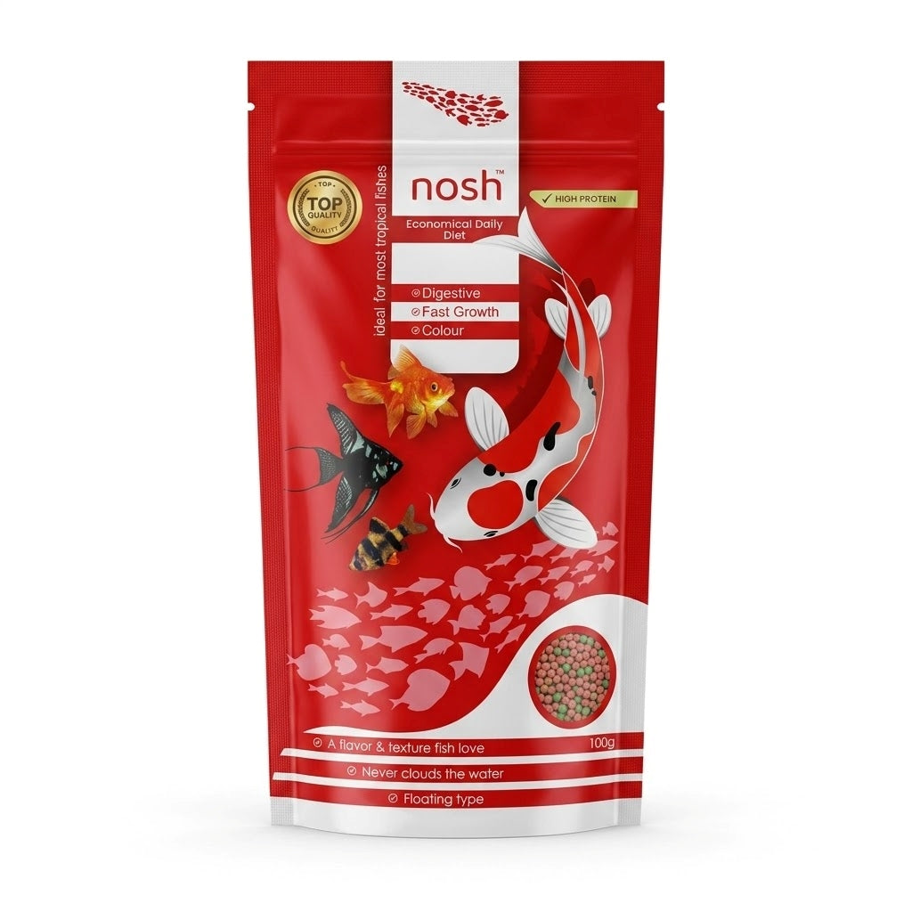 Nosh Daily Diet Tropical Fish Food (100g) – Floating Pellets for Fast Growth