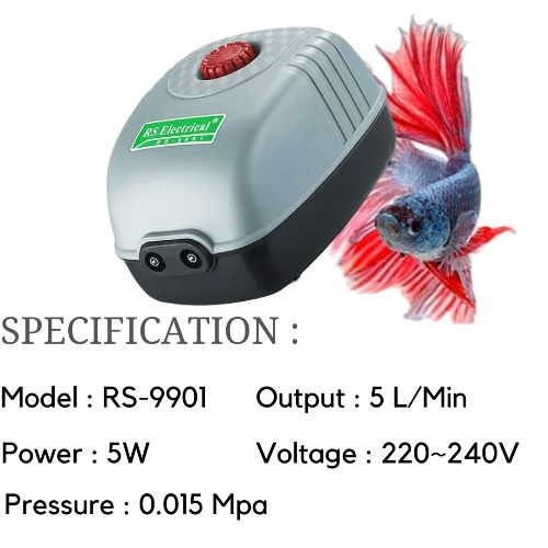 RS Electrical RS-9901 Adjustable Type Aquarium Air Pump 5 Watts
